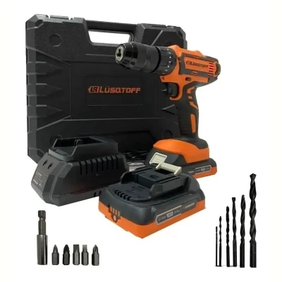 Imagen principal del producto: Taladro Atornillador Percutor 13mm Lusqtoff 2 Baterias Con Puntas