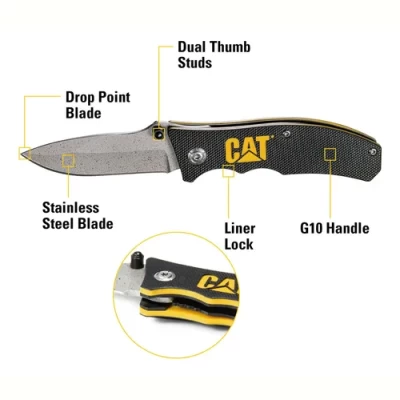 Imagen del producto: Cuchillo O Navaja Plegable Cat De Punta Curva 15 Cm 980003