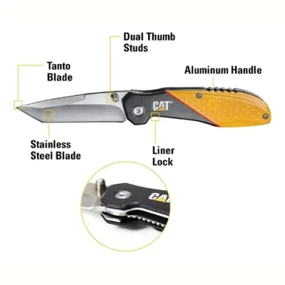 Imagen del producto: Cuchillo Plegable Cat Caterpilar CAT980047 Amarillo Con Negro