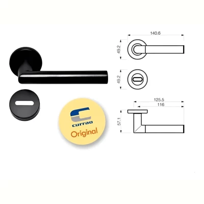 Imagen del producto: Manija Picaporte Currao Reggio Doble Negra T/tropea