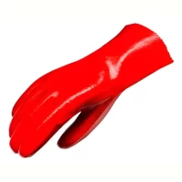 Foto principal de Guante De Pvc Entelado Prentex Premiun Corto 30cm Para Acidos Rojo