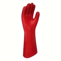 Foto principal de Guante De Pvc Entelado Prentex Premiun Largo 40cm Para Acidos Rojo