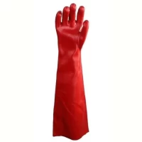 Foto principal de Guante De Pvc Entelado Prentex Premiun Largo 60cm Para Acidos Rojo