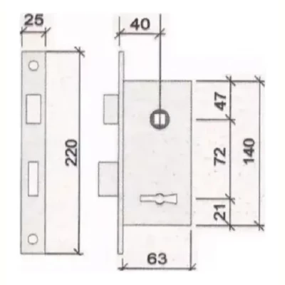 Imagen del producto: Cerradura Para Puerta Abatible Prive 200 Plateado Acabado Zincado I
