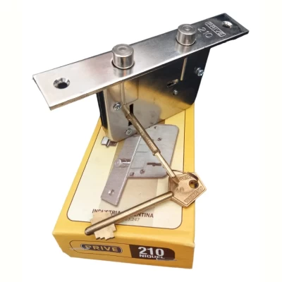 Imagen del producto: Cerrojo De Seguridad Doble Perno Prive 210 Cerradura Puerta Plateado