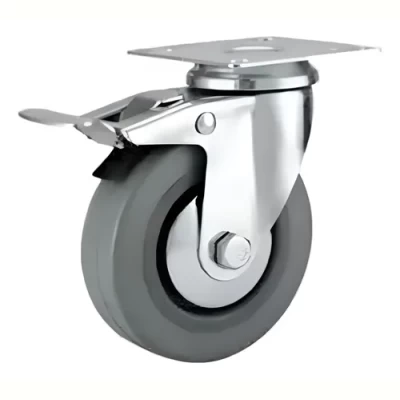 Imagen principal del producto: Rueda Tecno Goma Gris Con Base Y Freno 100MM